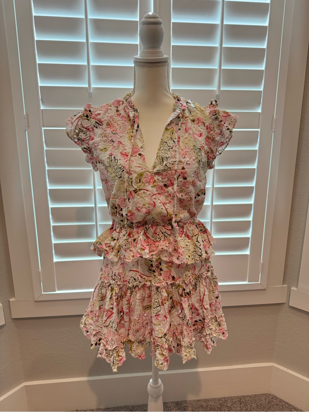 Misa Los Angeles Pink and White Floral Mini Dress